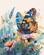 Peinture Par Numéros - Papillon Et Fleurs