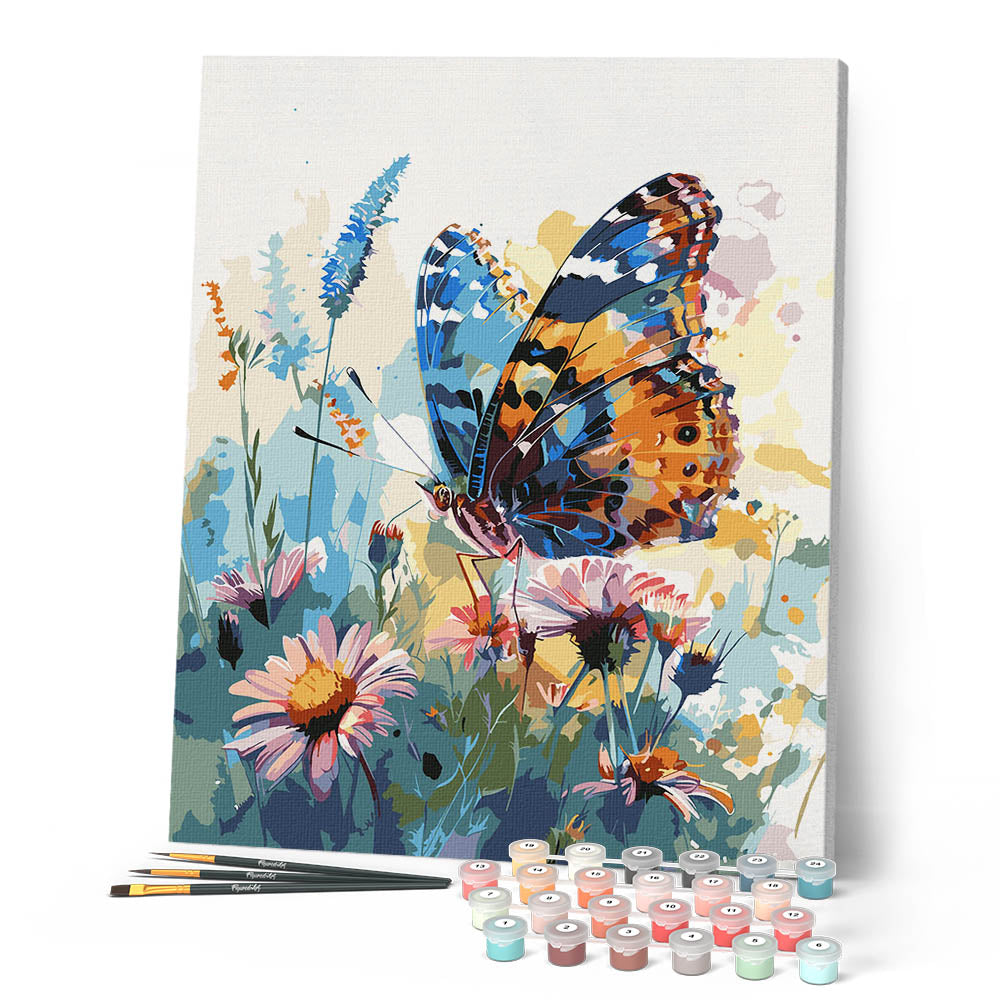 Peinture Par Numéros - Papillon Et Fleurs