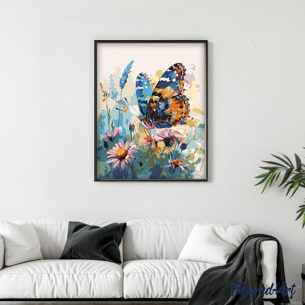 Peinture Par Numéros - Papillon Et Fleurs