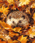 Peinture Par Numéros - Hérisson Dans Les Feuilles D'Automne