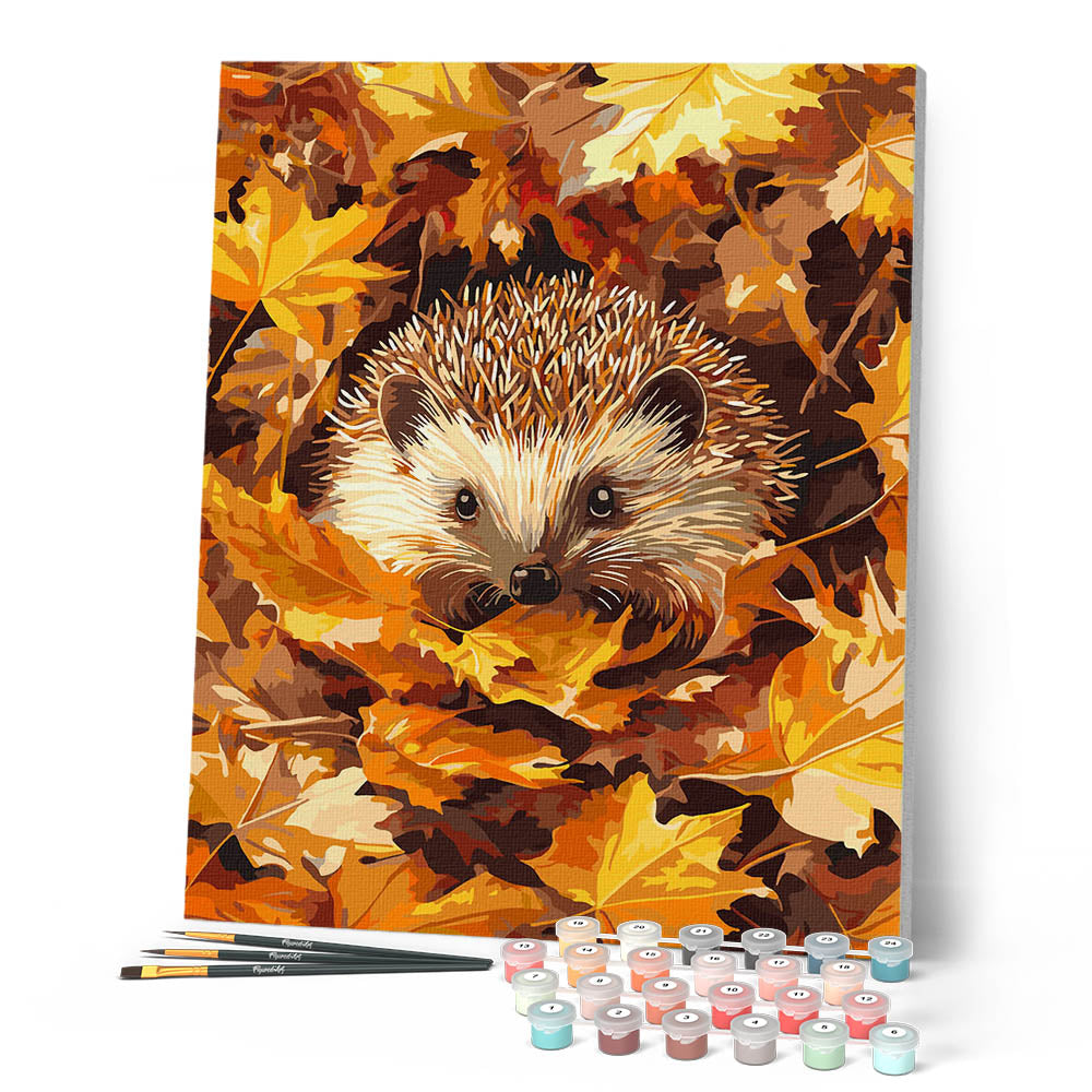Peinture Par Numéros - Hérisson Dans Les Feuilles D'Automne