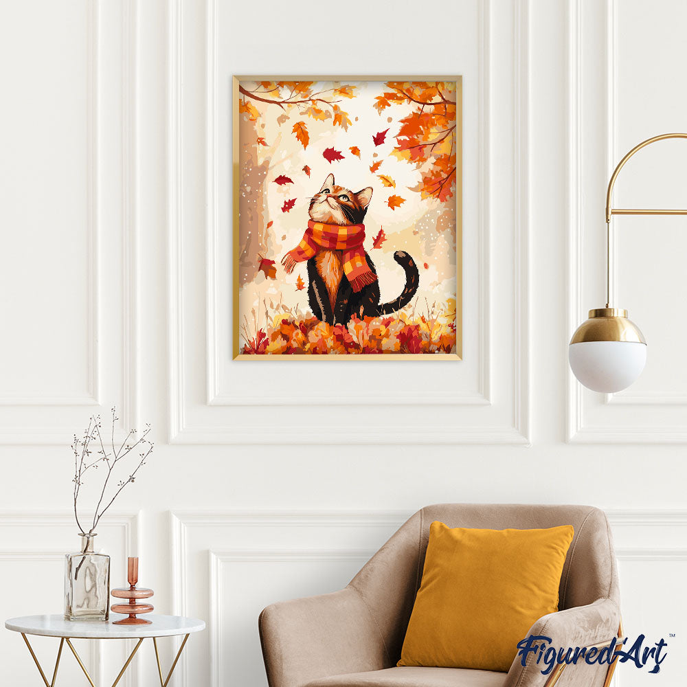 Peinture Par Numéros - Chat Joueur En Automne