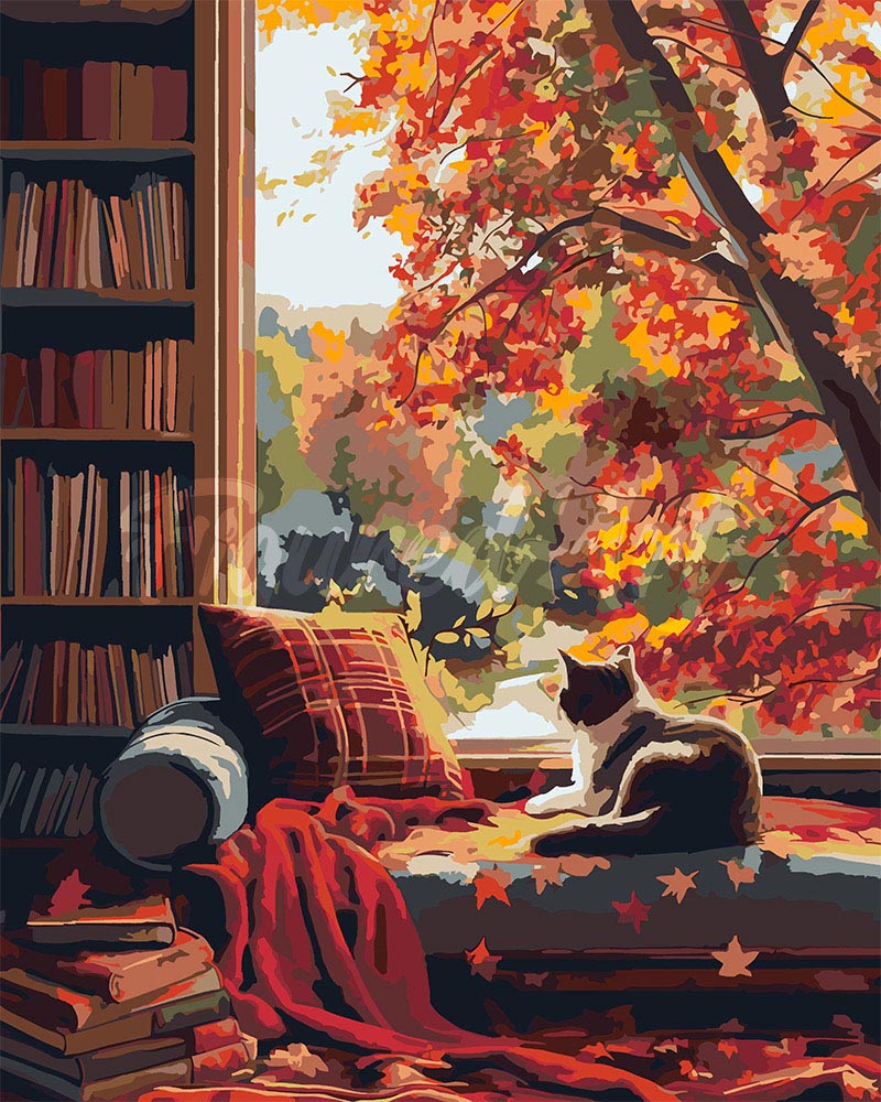 Peinture Par Numéros - Vue Du Chat En Automne