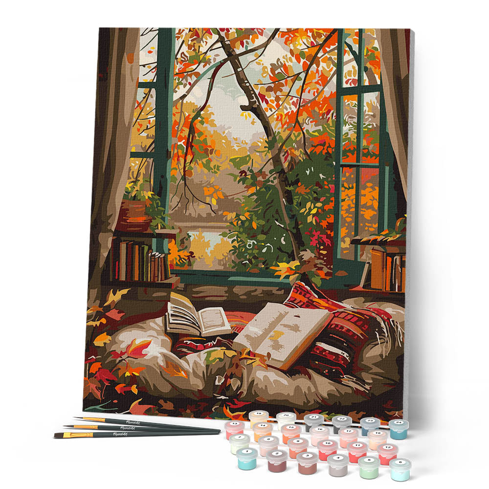 Pintura por números - Lectura acogedora en otoño