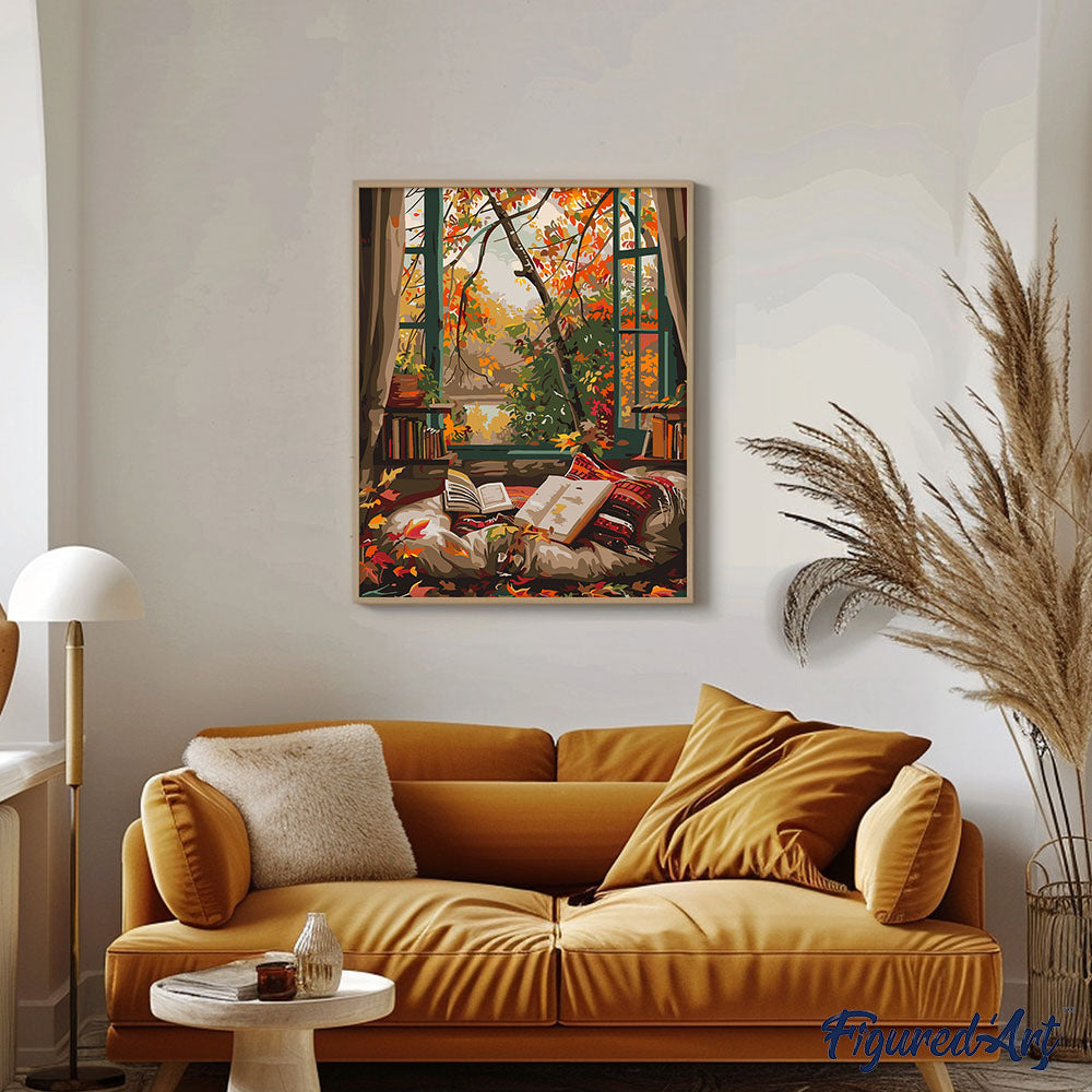 Pintura por números - Lectura acogedora en otoño