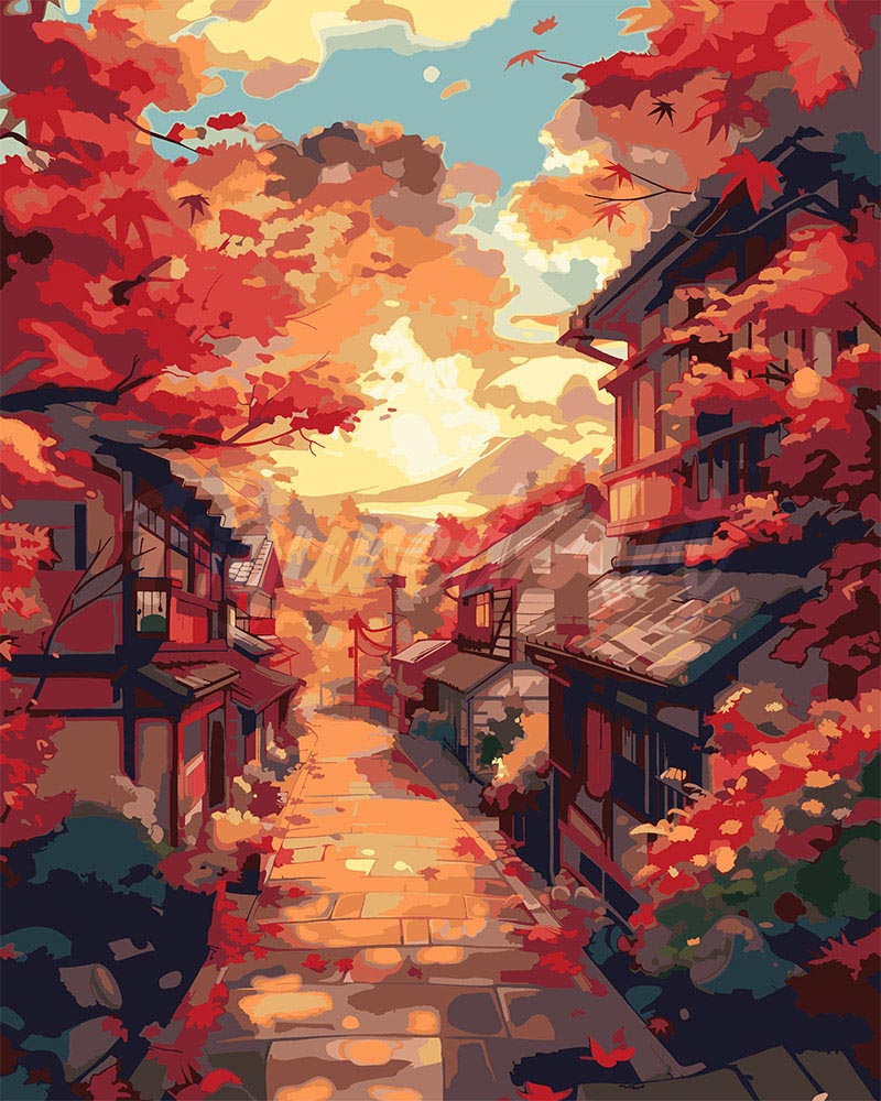 Pintura por números - Calle de Otoño en Kioto