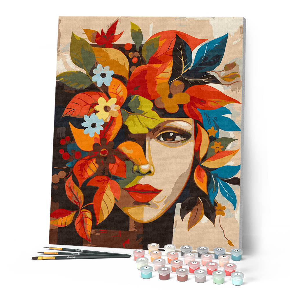 Peinture Par Numéros - Visage Floral D'Automne Inspiré De Picasso