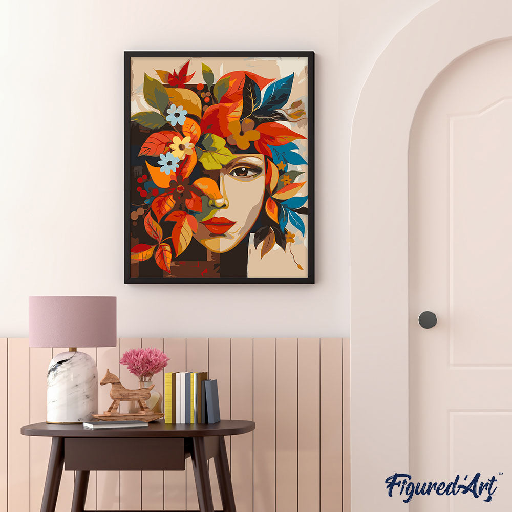 Peinture Par Numéros - Visage Floral D'Automne Inspiré De Picasso