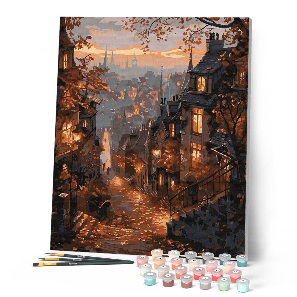 Peinture Par Numéros - Rue D'Automne Et Vieille Ville