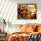 Peinture Par Numéros - Coucher De Soleil Automnal Près De La Cabane