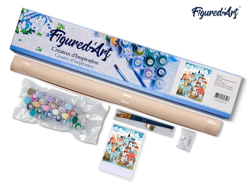 Peinture Par Numéros - Peinture Par Numéros - Village Enchanté Bleu