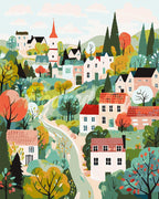 Peinture Par Numéros - Village Enchanté Vert