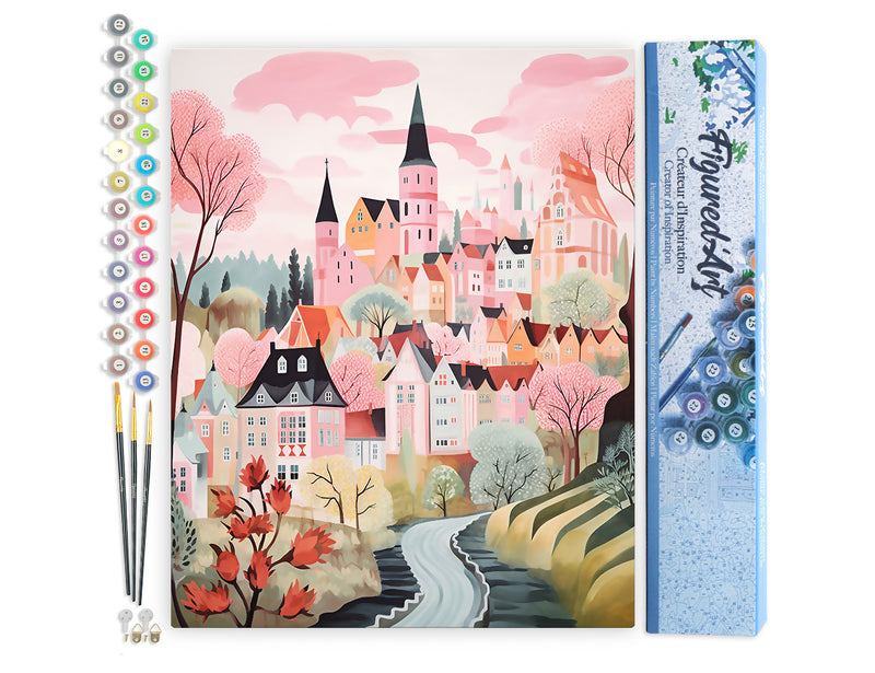 Peinture Par Numéros - Village Enchanté Rose