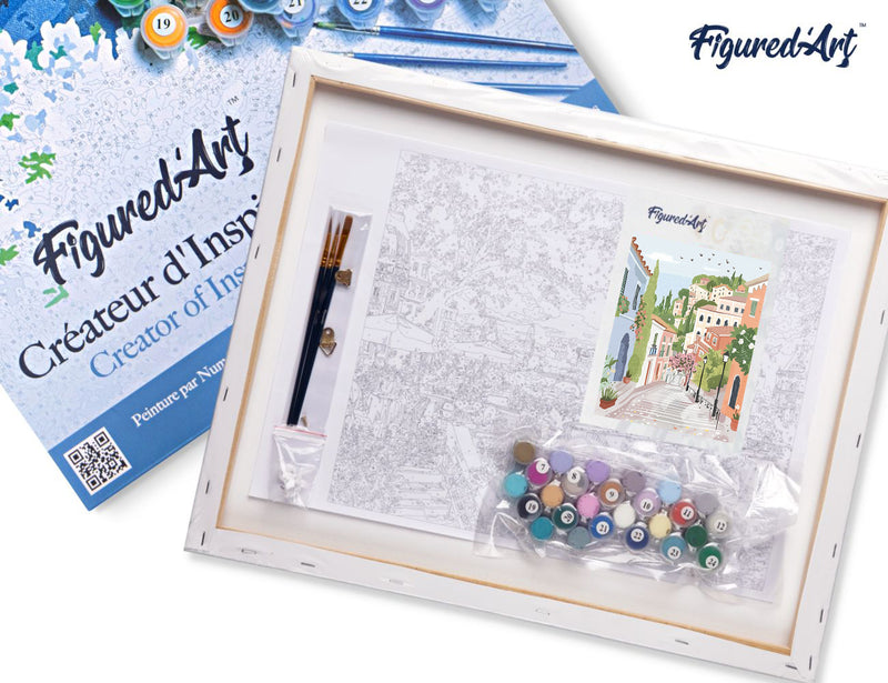 Peinture Par Numéros - Ville À Flanc De Colline Pastel