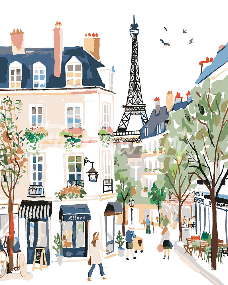 Peinture Par Numéros - Aquarelle Rue De Paris