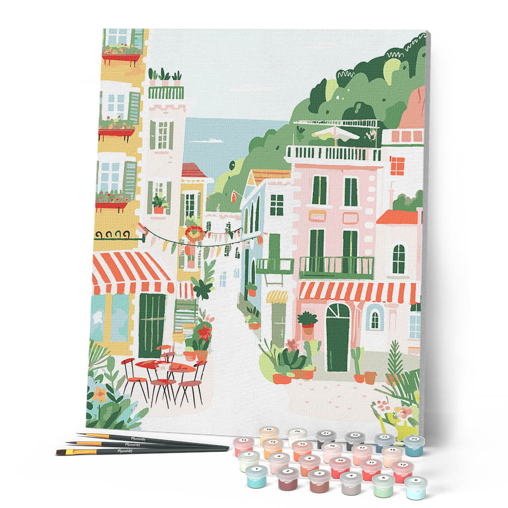 Peinture Par Numéros - Ville Côtière Pastel
