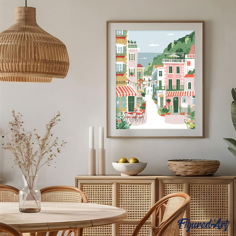 Peinture Par Numéros - Ville Côtière Pastel