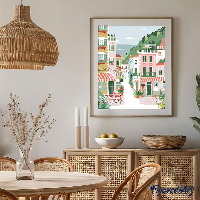 Peinture Par Numéros - Ville Côtière Pastel