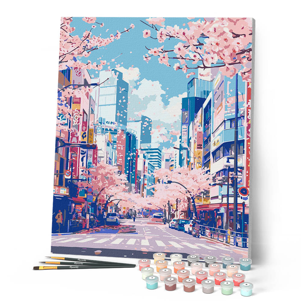 Peinture Par Numéros - Fleurs De Cerisier De Tokyo