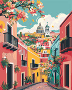 Peinture Par Numéros - Ruelle Méditerranéenne Colorée