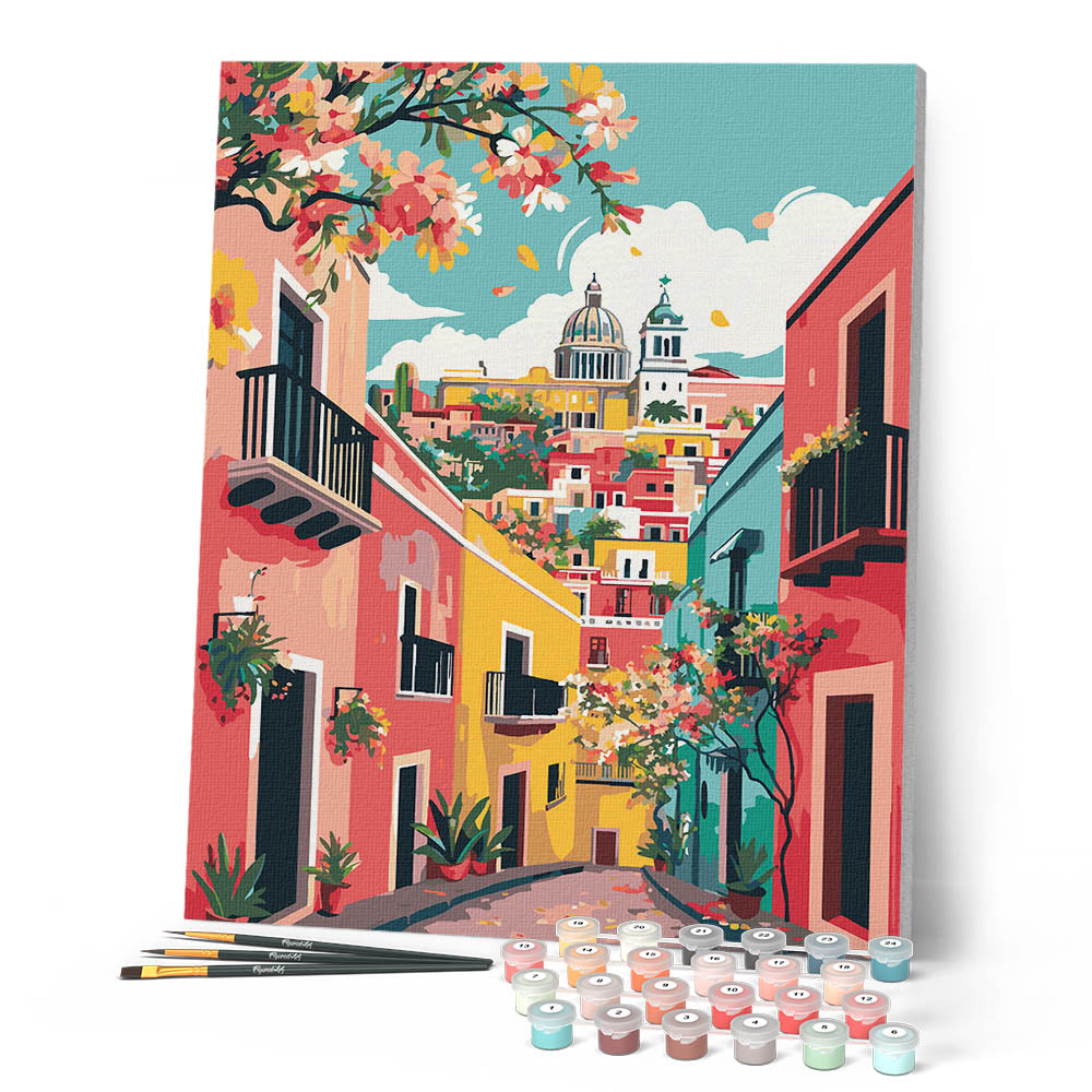 Peinture Par Numéros - Ruelle Méditerranéenne Colorée
