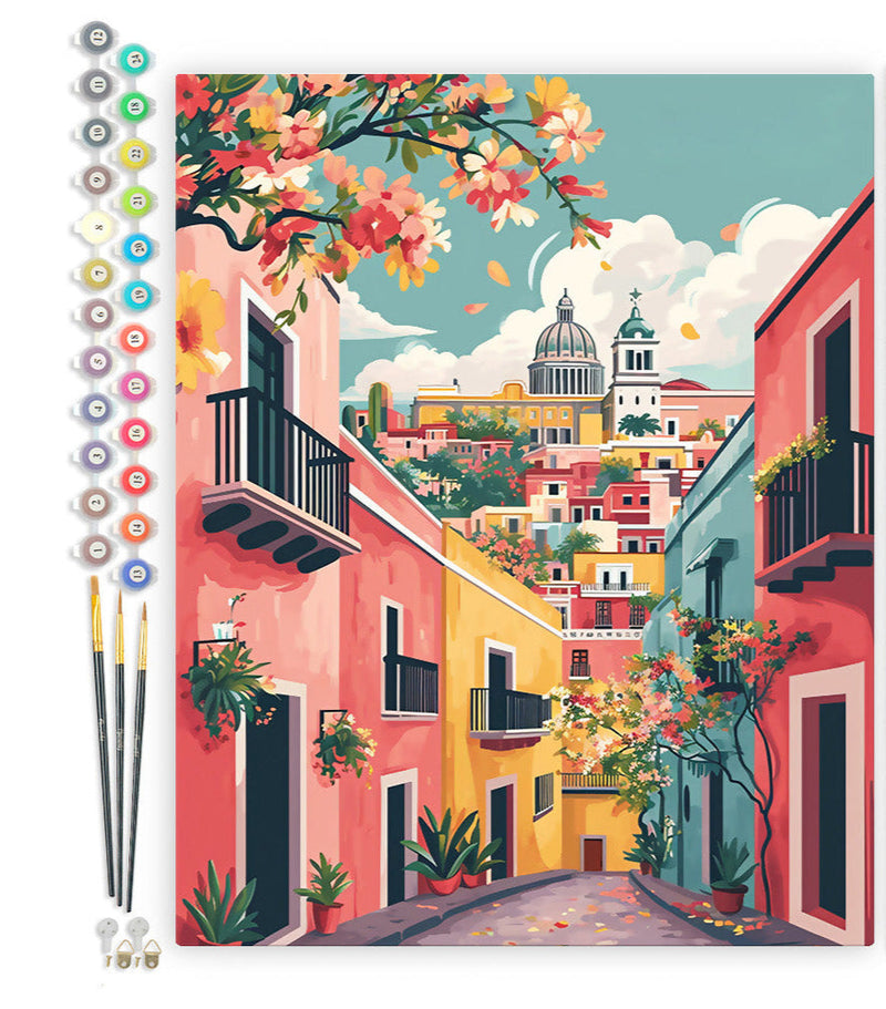 Peinture Par Numéros - Peinture par Numéros - Ruelle Méditerranéenne Colorée