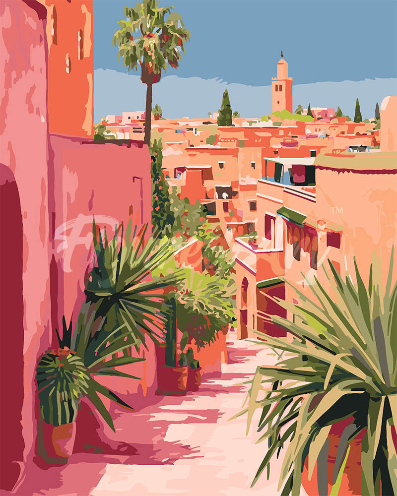 Peinture Par Numéros - Vue Sur Une Ville Marocaine