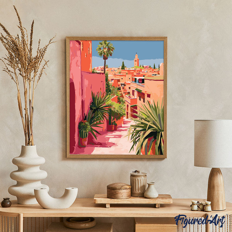 Peinture Par Numéros - Vue Sur Une Ville Marocaine - Toile Roulée