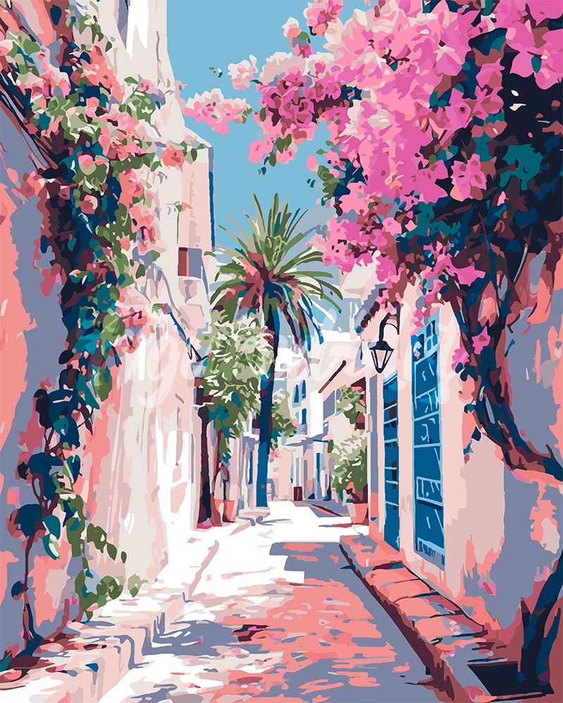 Peinture Par Numéros - Ruelle Fleurie