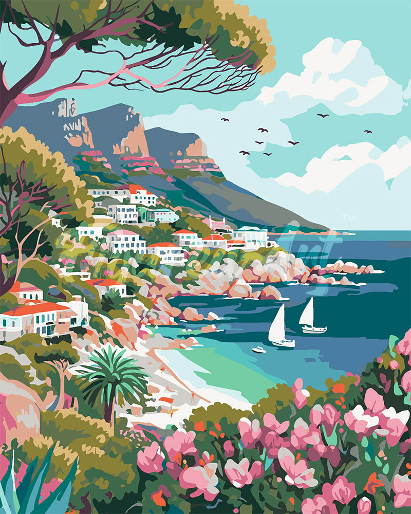 Paint By Numbers - Coastal Town In Spring