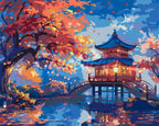Peinture Par Numéros - Pagode Par Une Nuit D’Automne