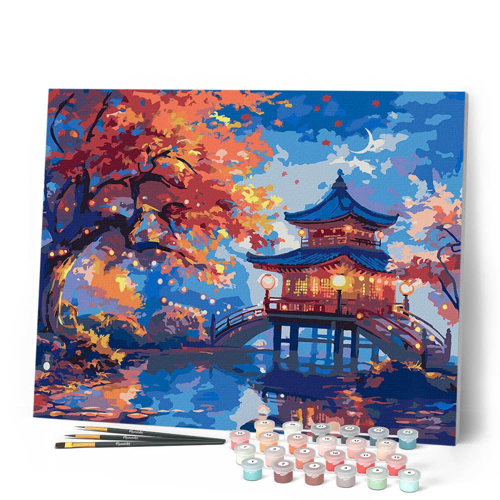 Peinture Par Numéros - Pagode Par Une Nuit D’Automne