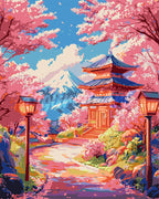 Peinture Par Numéros - Route Des Cerisiers En Fleurs Vers La Pagode