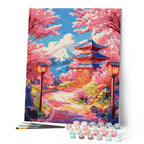 Peinture Par Numéros - Route Des Cerisiers En Fleurs Vers La Pagode