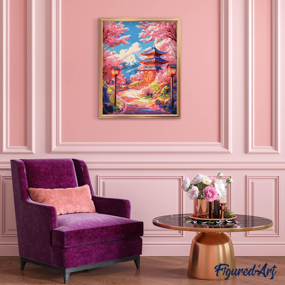Peinture Par Numéros - Route Des Cerisiers En Fleurs Vers La Pagode