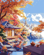 Peinture Par Numéros - Maison De Thé D’Automne Au Bord Du Lac