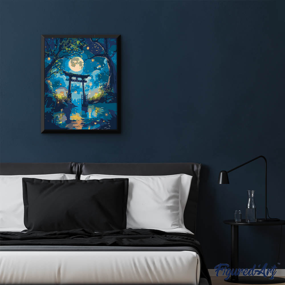 Peinture Par Numéros - Torii Au Clair De Lune Et Lucioles