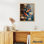 Peinture Par Numéros - Carpe Koï Vintage Et Fleurs