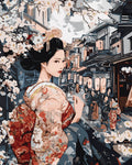 Peinture Par Numéros - Geisha Dans Une Rue Vintage