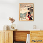 Peinture Par Numéros - Scène Vintage D’Une Geisha En Hiver