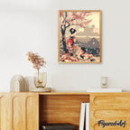 Peinture Par Numéros - Geisha Vintage Sous Les Cerisiers En Fleurs