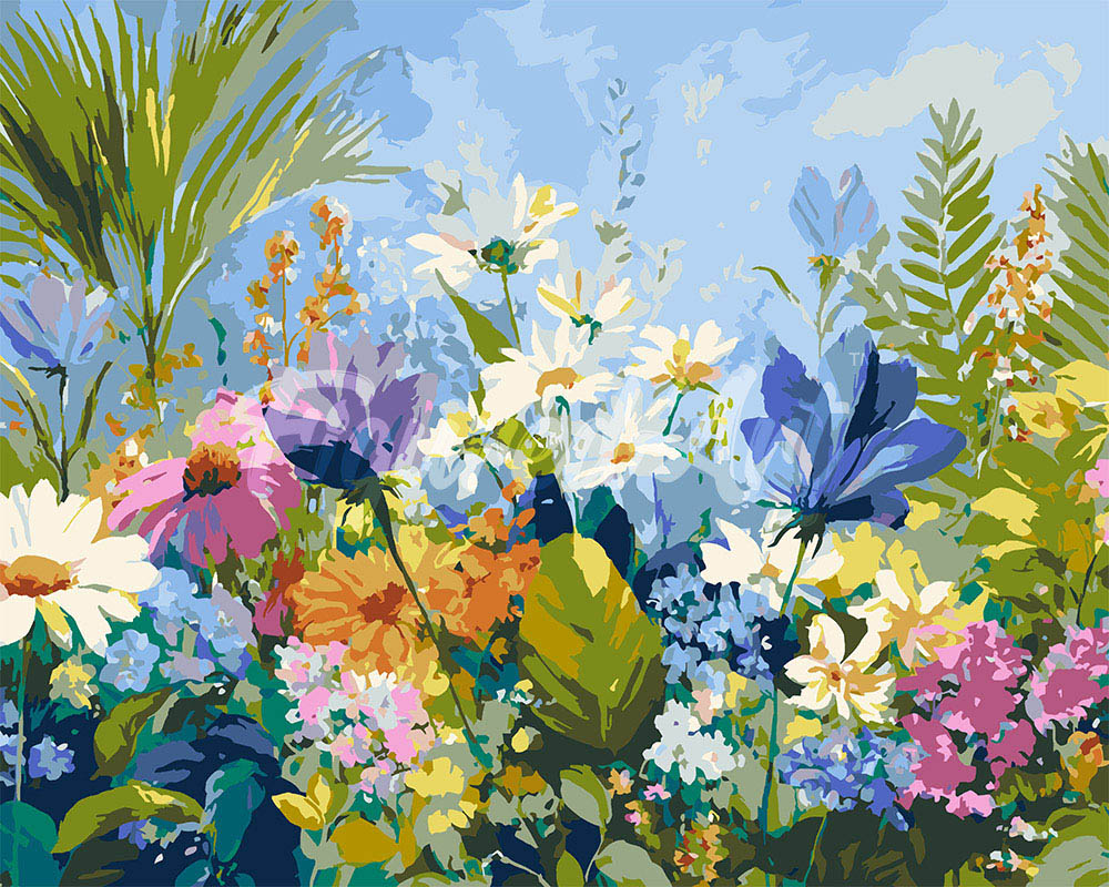 Peinture Par Numéros - Champ De Fleurs Colorées
