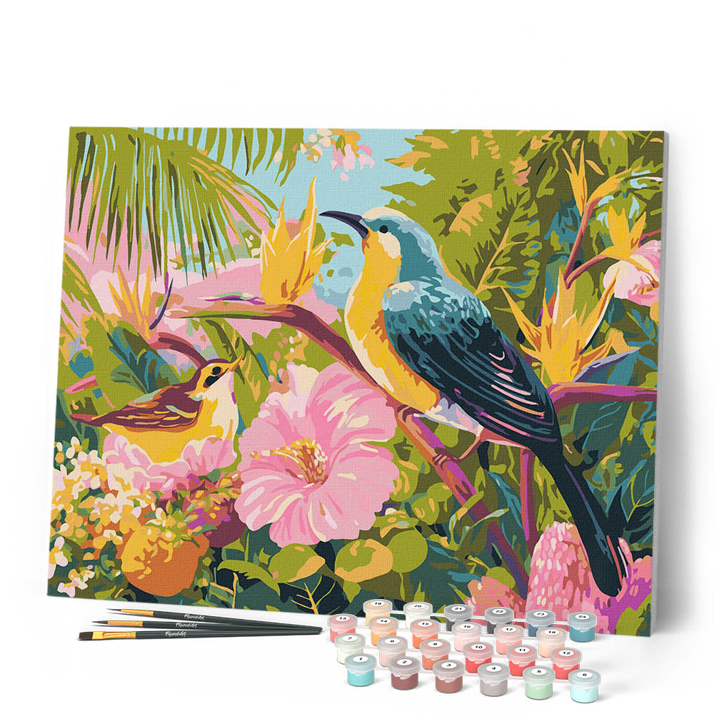Pintura por números - Aves del jardín tropical
