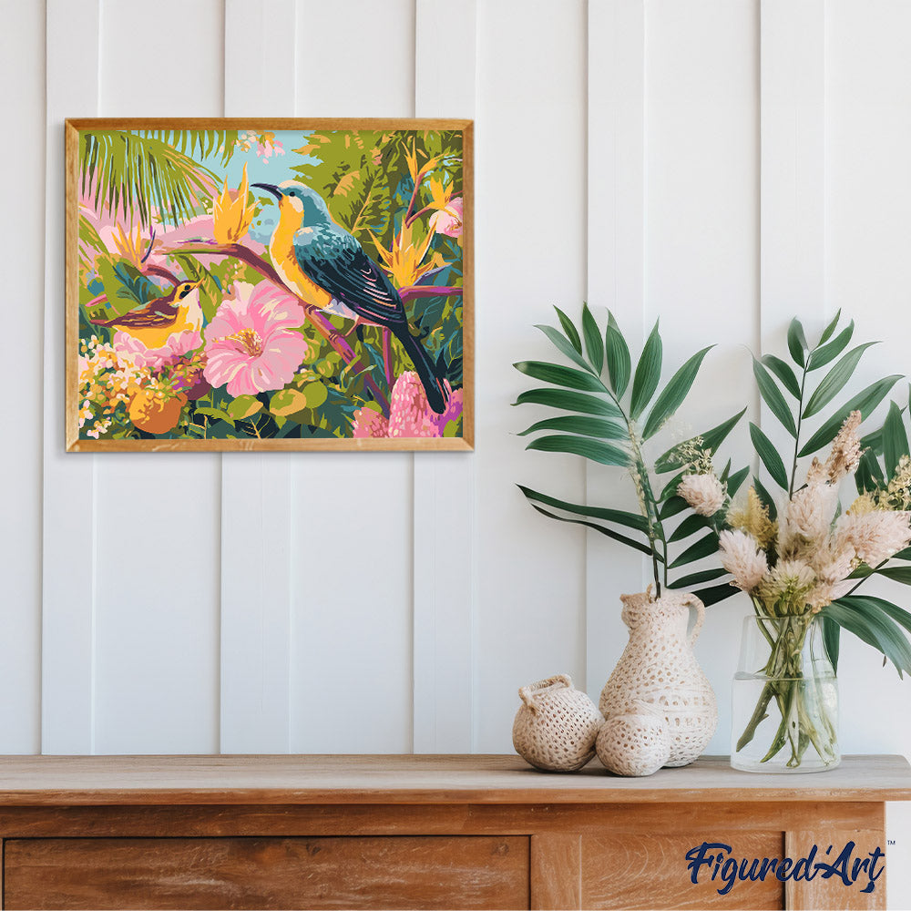 Pintura por números - Aves del jardín tropical