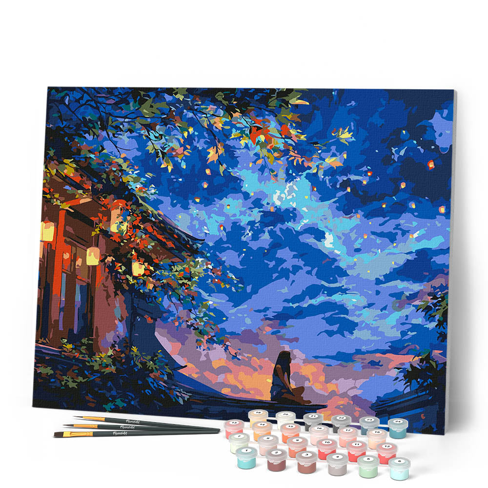 Peinture Par Numéros - Vue Nocturne À La Lanterne