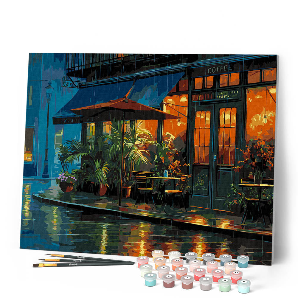 Peinture Par Numéros - Café Du Coin Pluvieux