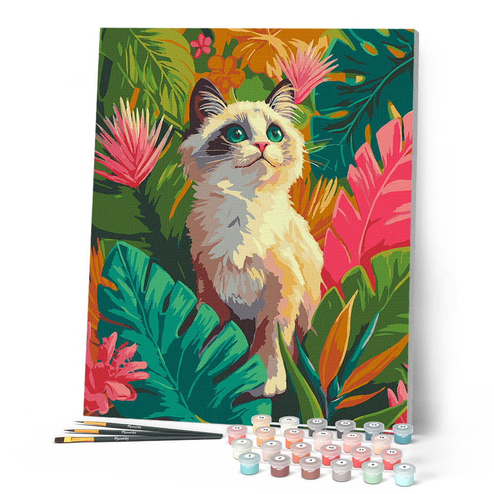 Peinture Par Numéros - Chaton Ragdoll Dans La Jungle
