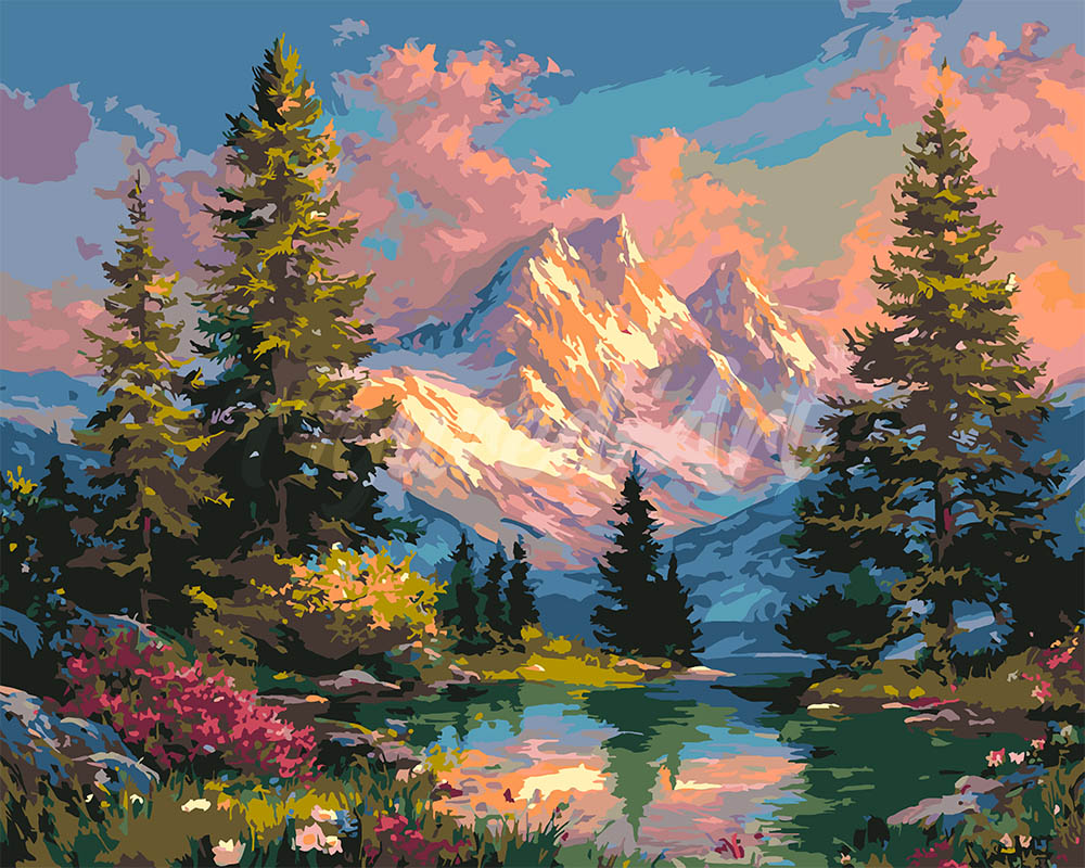Peinture Par Numéros - Lueur Alpine Au Coucher Du Soleil