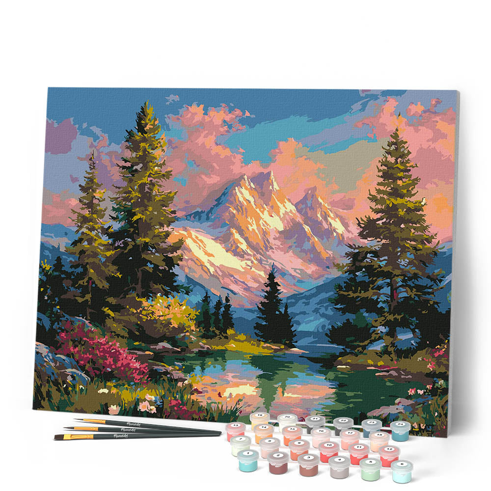Peinture Par Numéros - Lueur Alpine Au Coucher Du Soleil