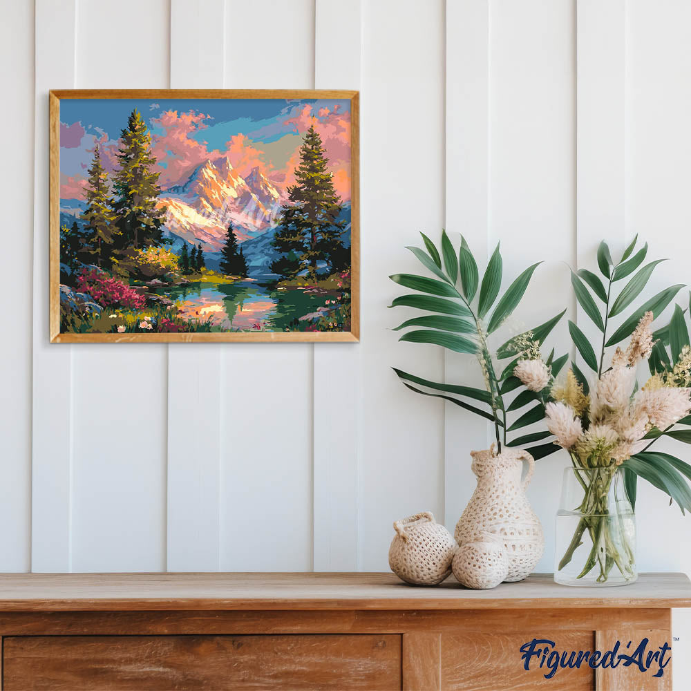Peinture Par Numéros - Lueur Alpine Au Coucher Du Soleil
